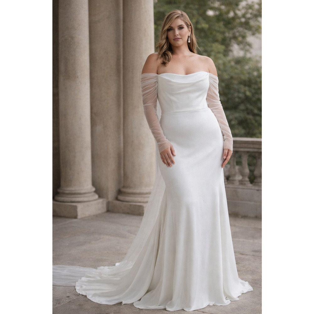 Jenny Yoo Olivia Wedding Dress Size 22 Ivory Off Shoulder Bridal Gown NWT